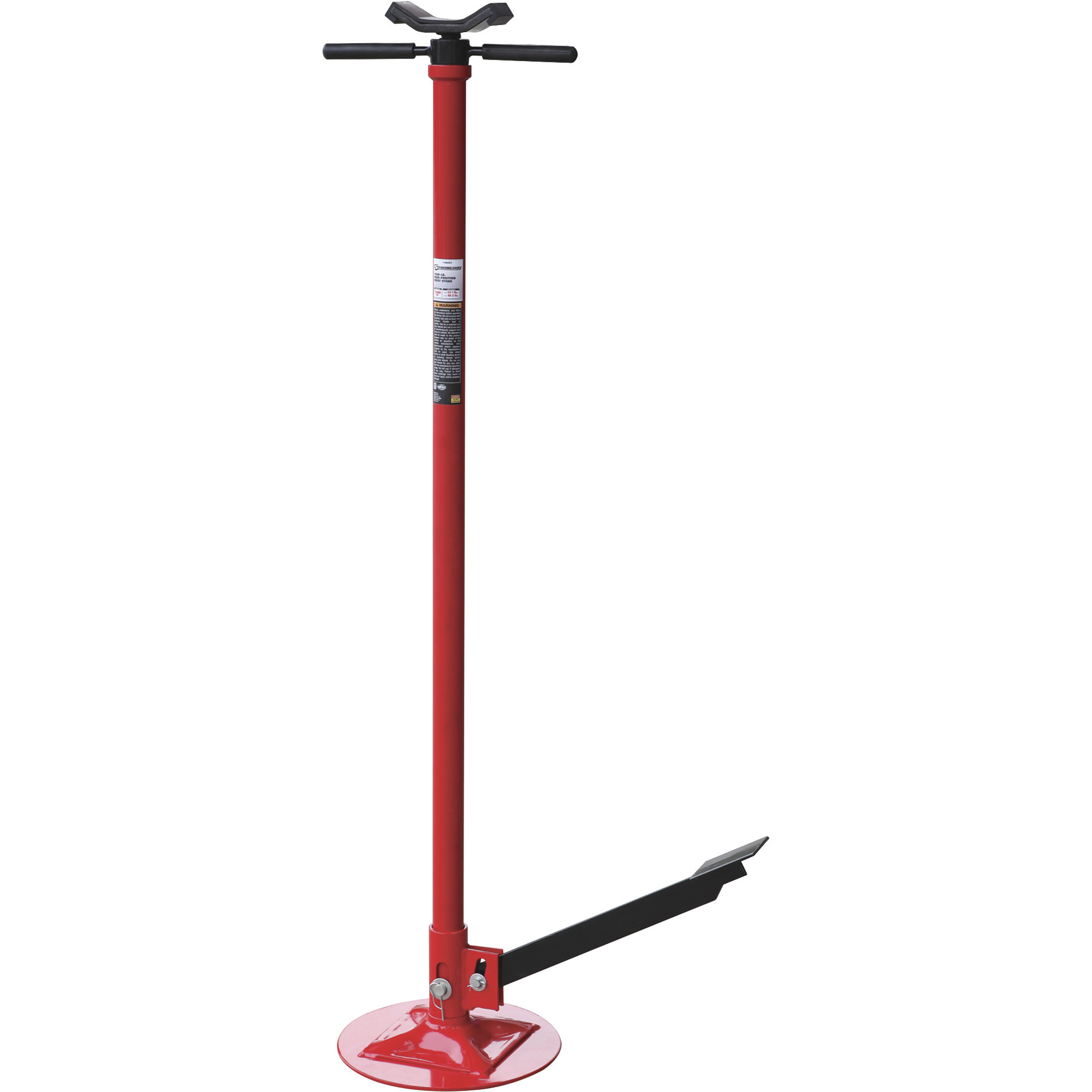 Strongway Under Hoist Jack Stand, 3/4-Ton Capacity, Foot Pedal Pump, High-Position Tripod Stand